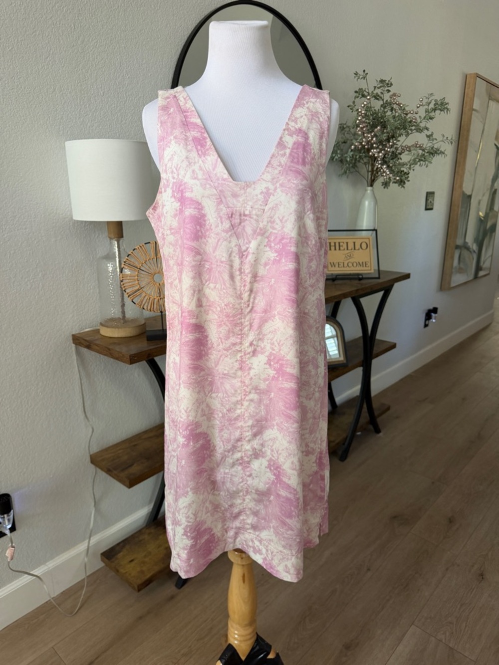NEW Travis Mathew Pink and Cream V-Neck Slip Dress